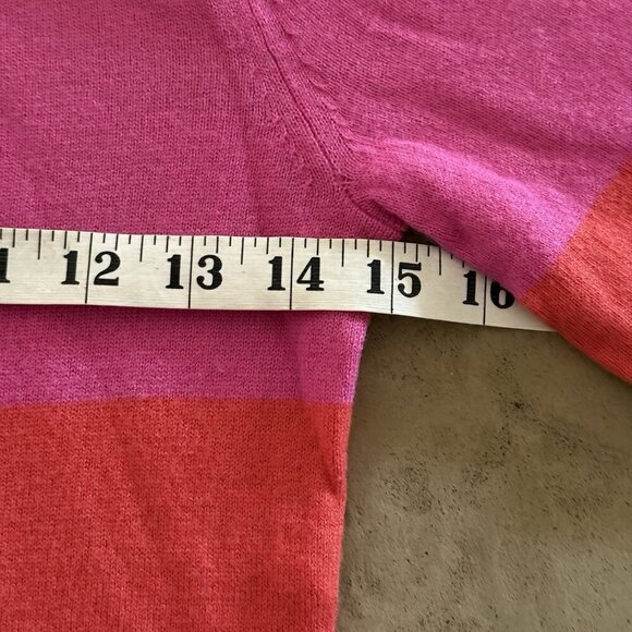 Banana Republic XS Color Block Sweater Pink Red Orange Stripe Merino Wool Blend - Picture 5 of 9